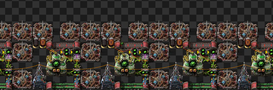 A tileable twelve beacon setup for the Kovarex enrichment process in Factorio.