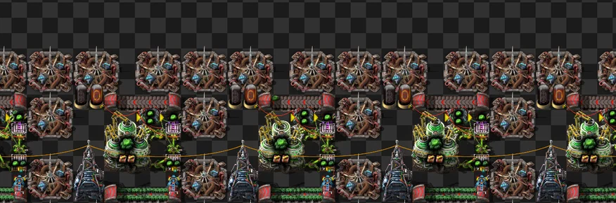A tileable twelve beacon setup for the Kovarex enrichment process in Factorio.