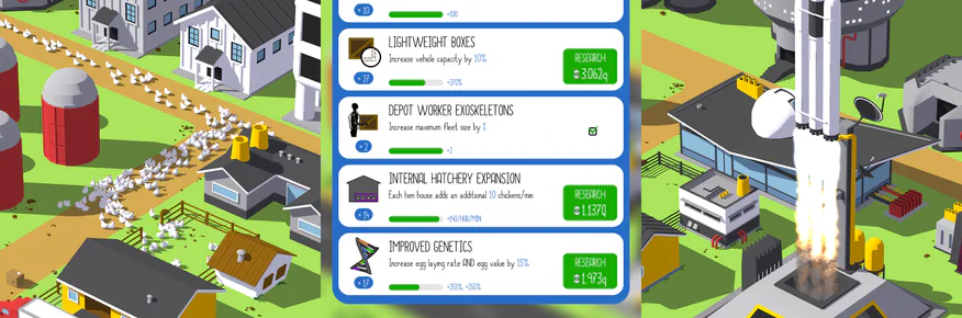 Three Egg, Inc. gameplay screenshots next to each other