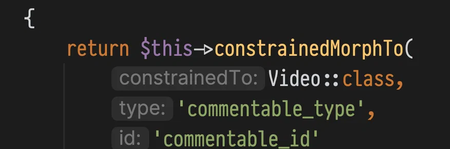 Code example of a constrained MorphTo relation