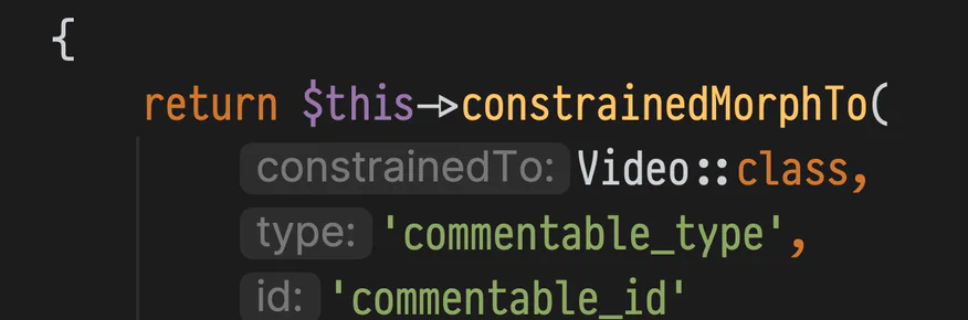Code example of a constrained MorphTo relation